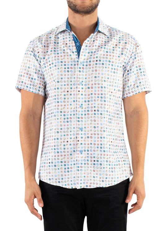 'Mini Square' - Button Up Short Sleeve Shirt