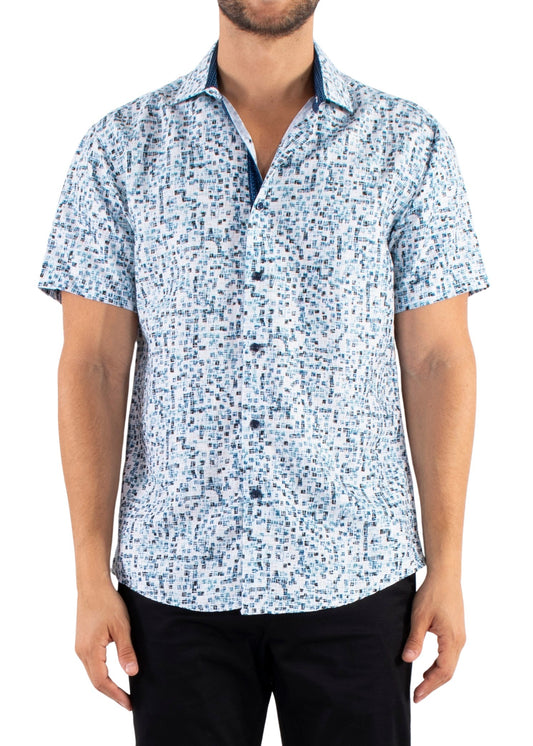 'Fractal Squares' - Button Up Short Sleeve Shirt