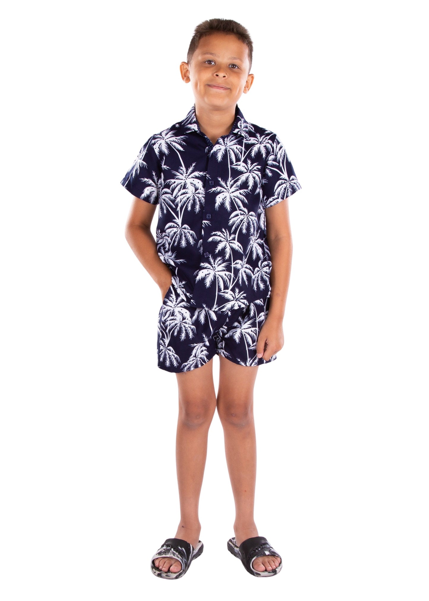 Kids' Navy Tropical Print Set