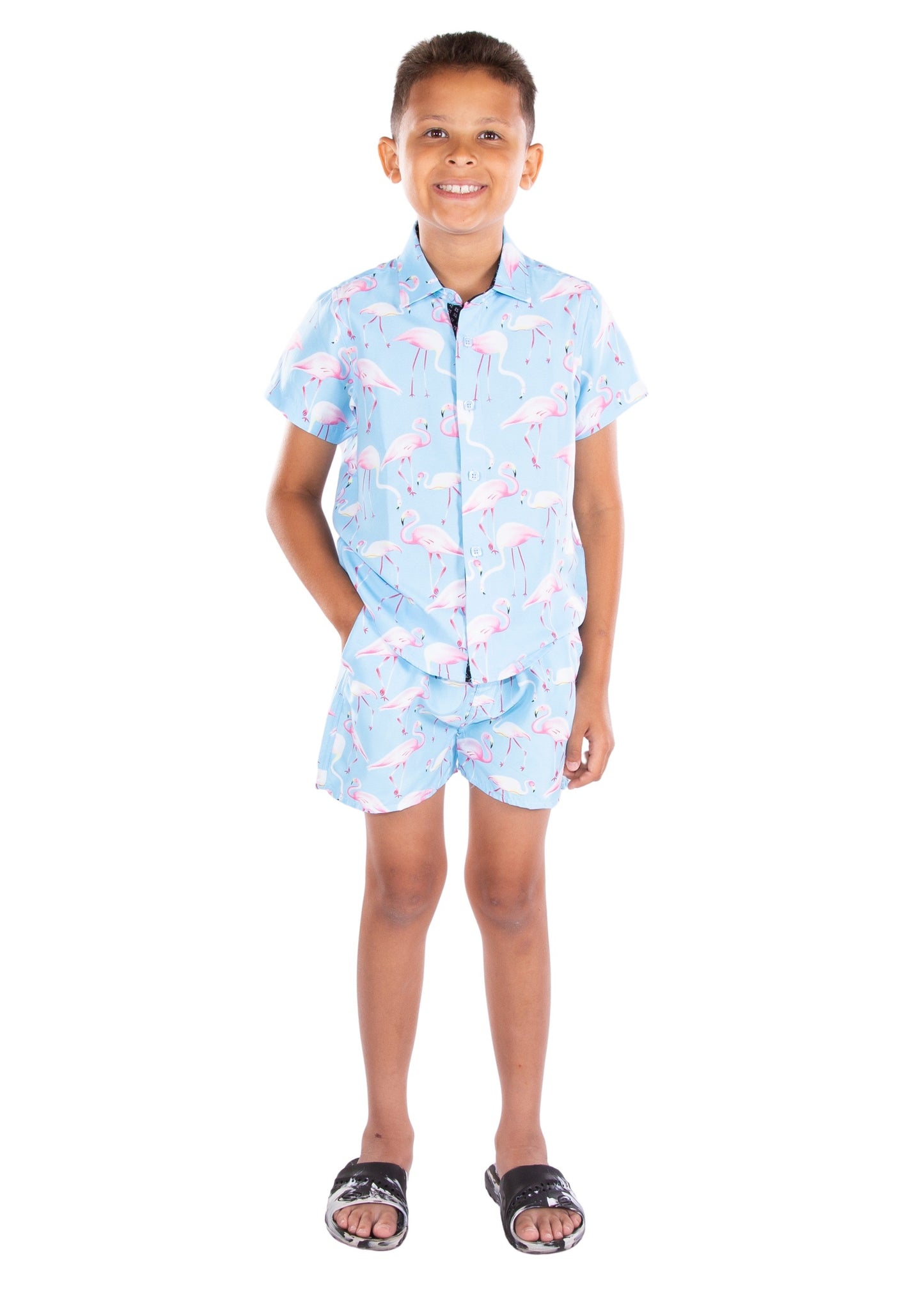Kids' Blue Tropical Print Set