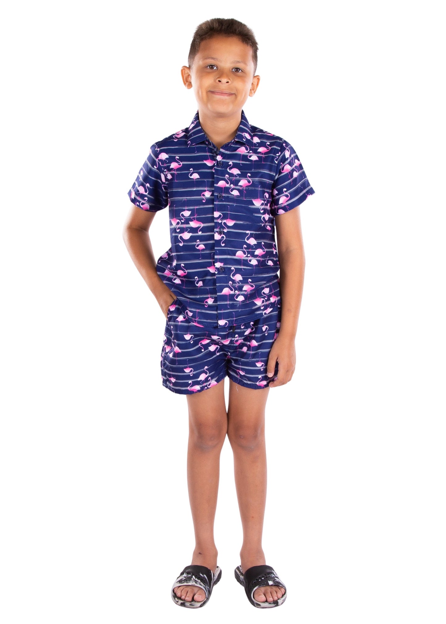 Kids' Navy Tropical Print Set