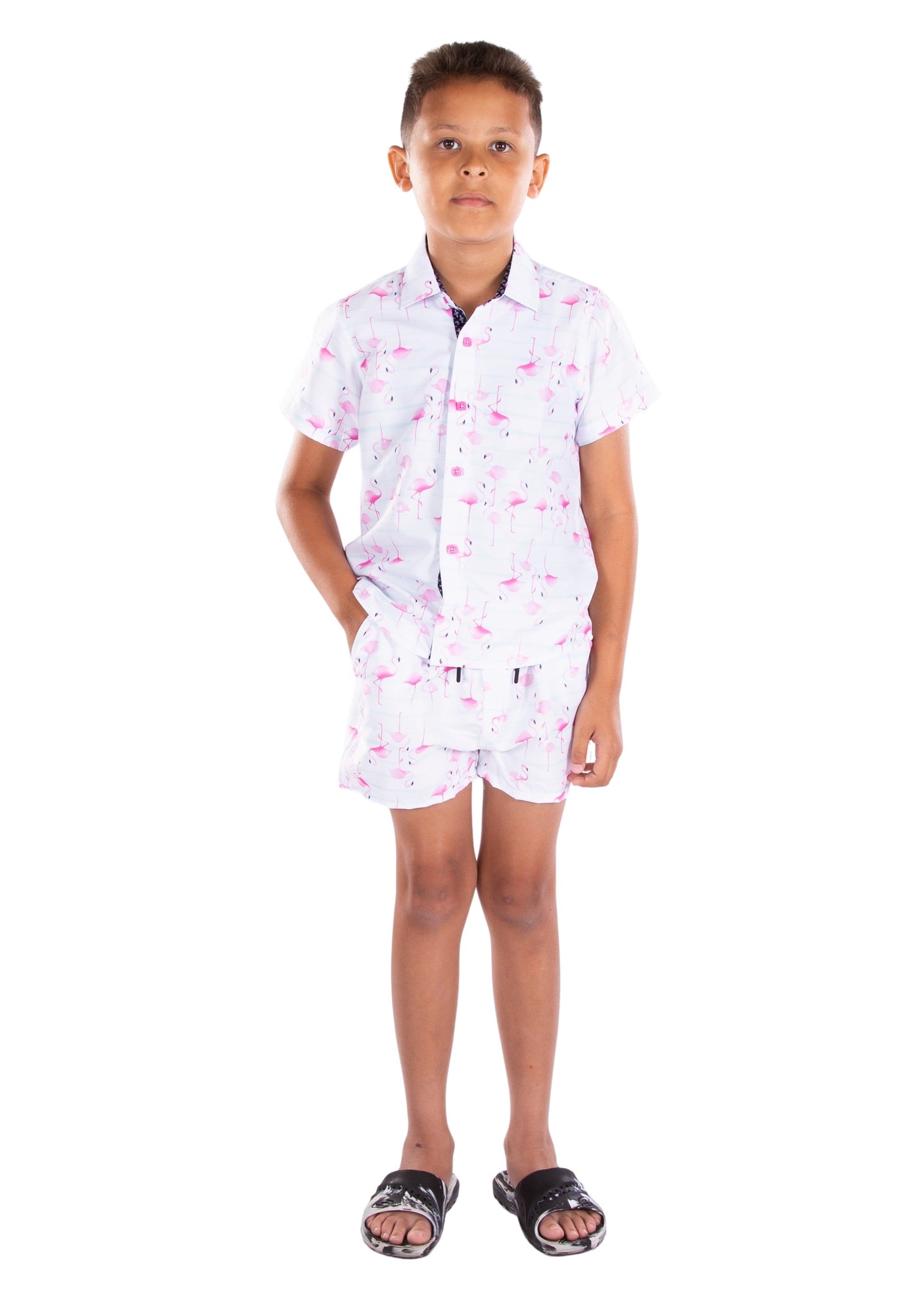 Kids' White Tropical Print Set