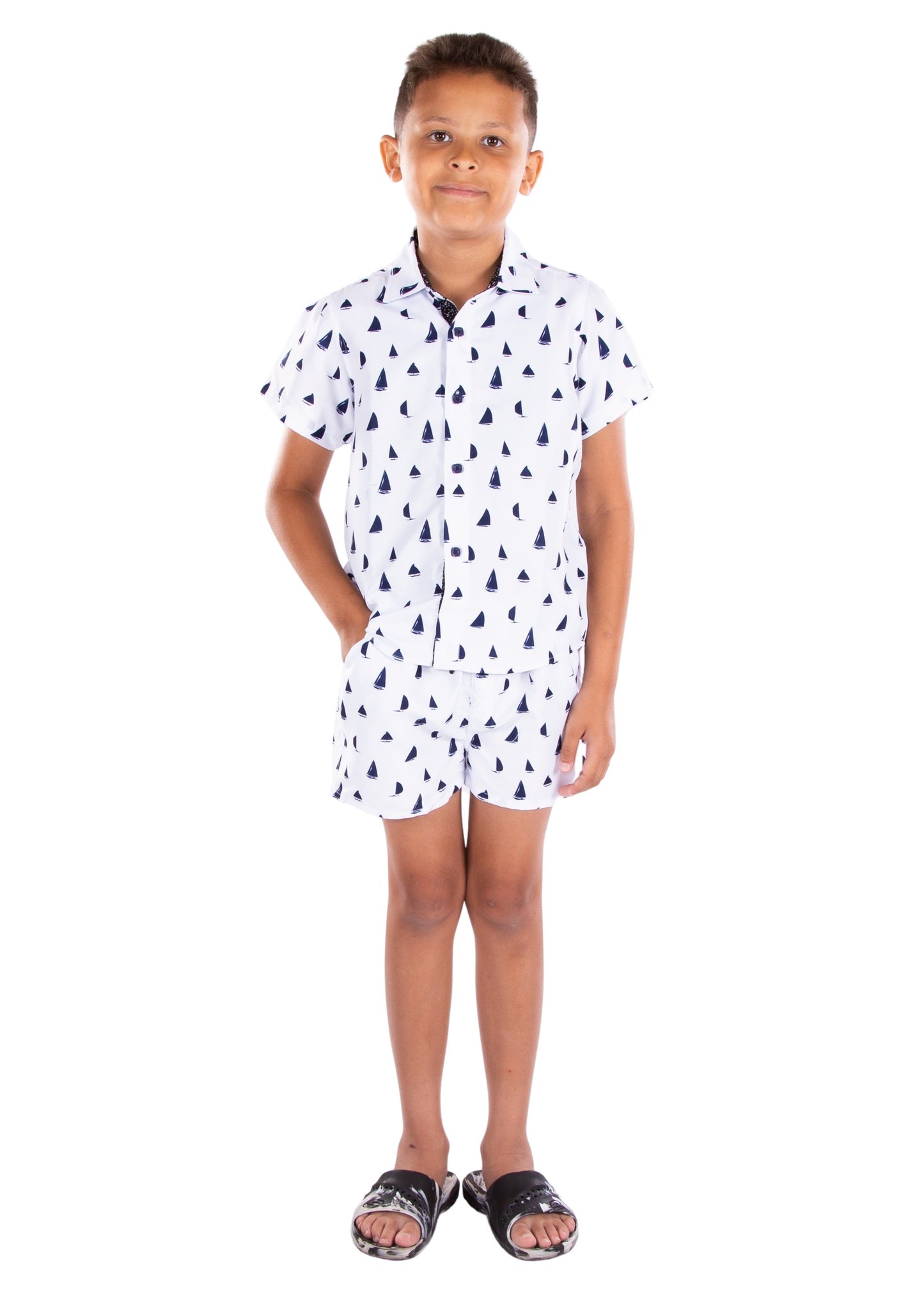 Kids' White Nautical Print Set