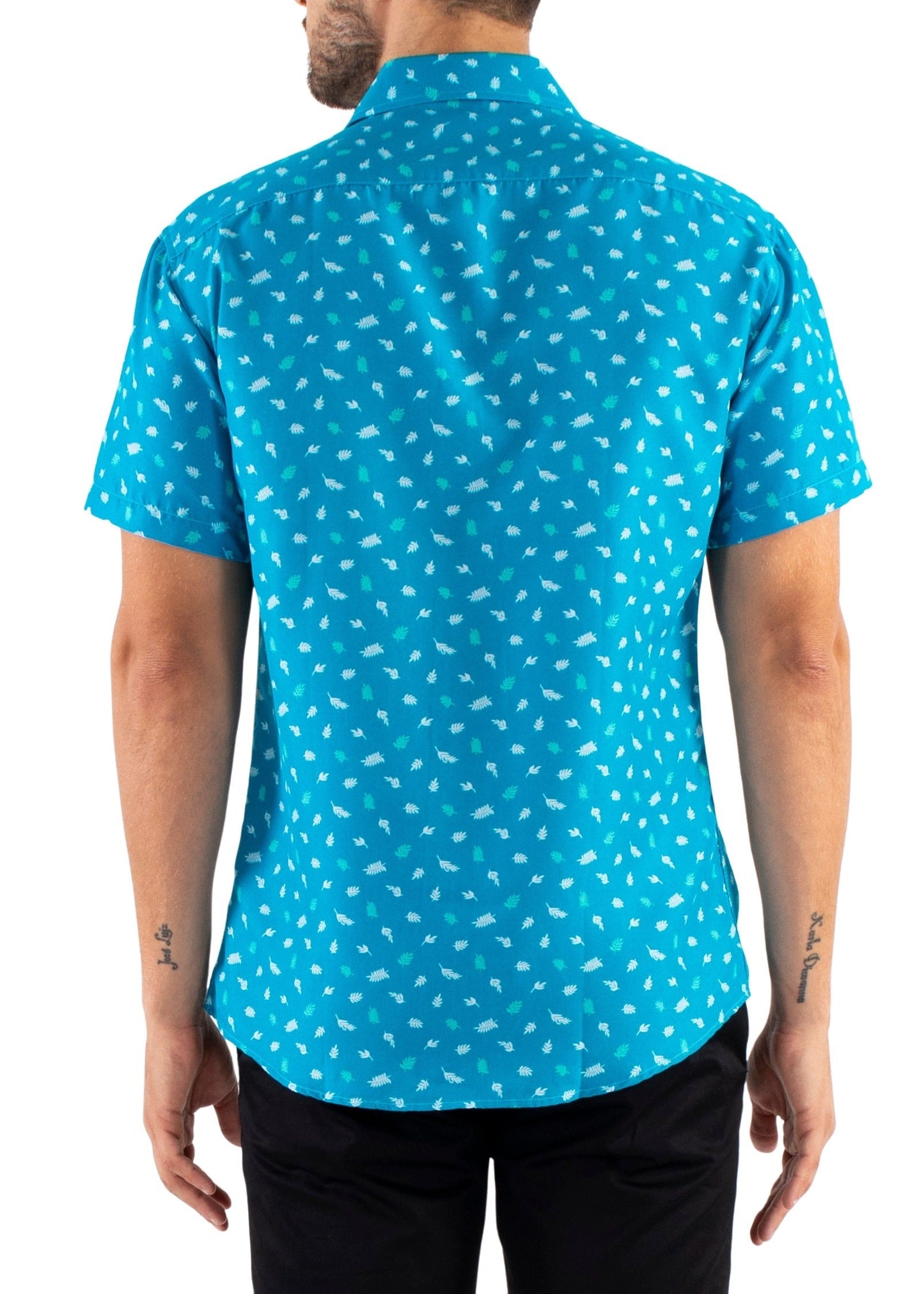 'Leafy-Blend' - Button Up Short Sleeve Shirt