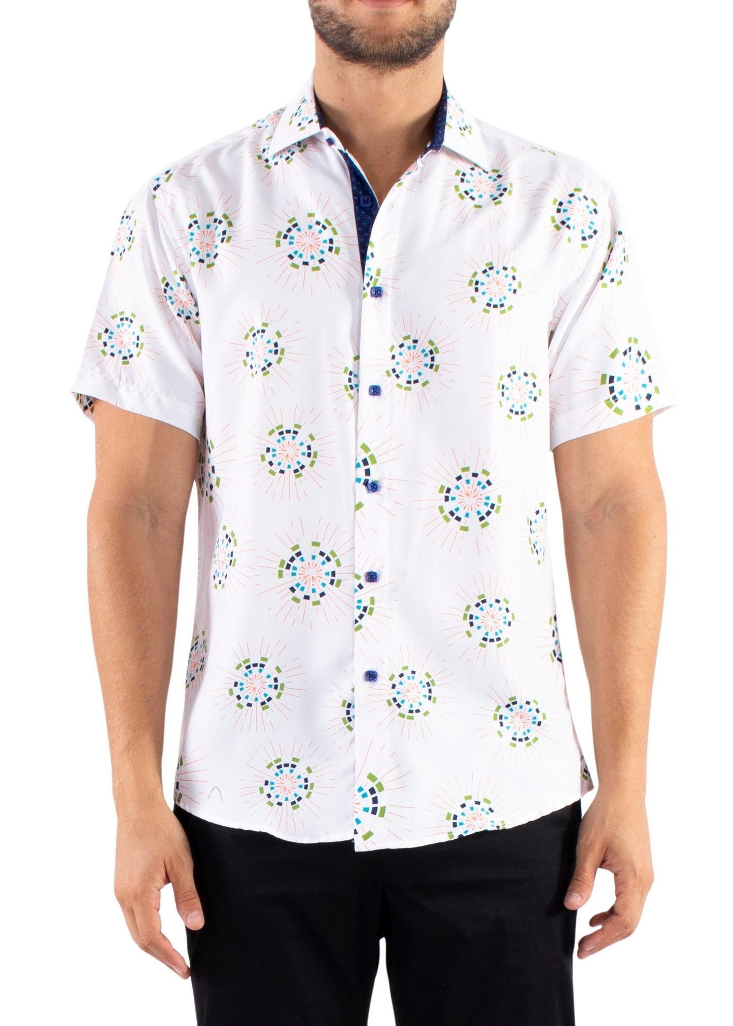 'geo-cosmos' - Button Up Short Sleeve Shirt