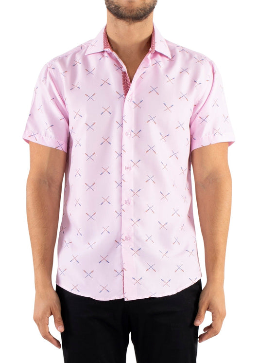 'Pink Sailor' - Button Up Short Sleeve Shirt