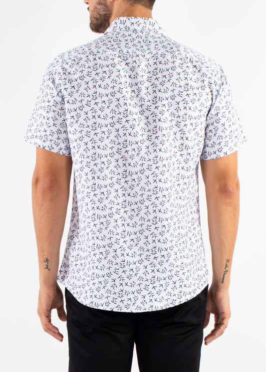 'Dark Leafs' - Button Up Short Sleeve Shirt