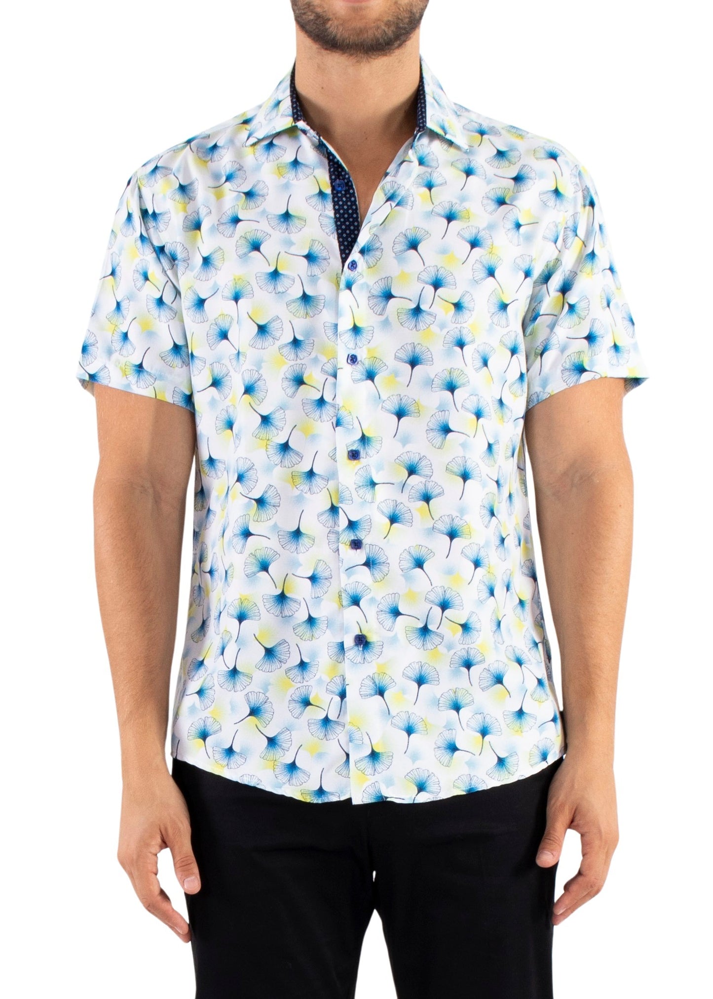 'Wide Leaf' - Button Up Short Sleeve Shirt