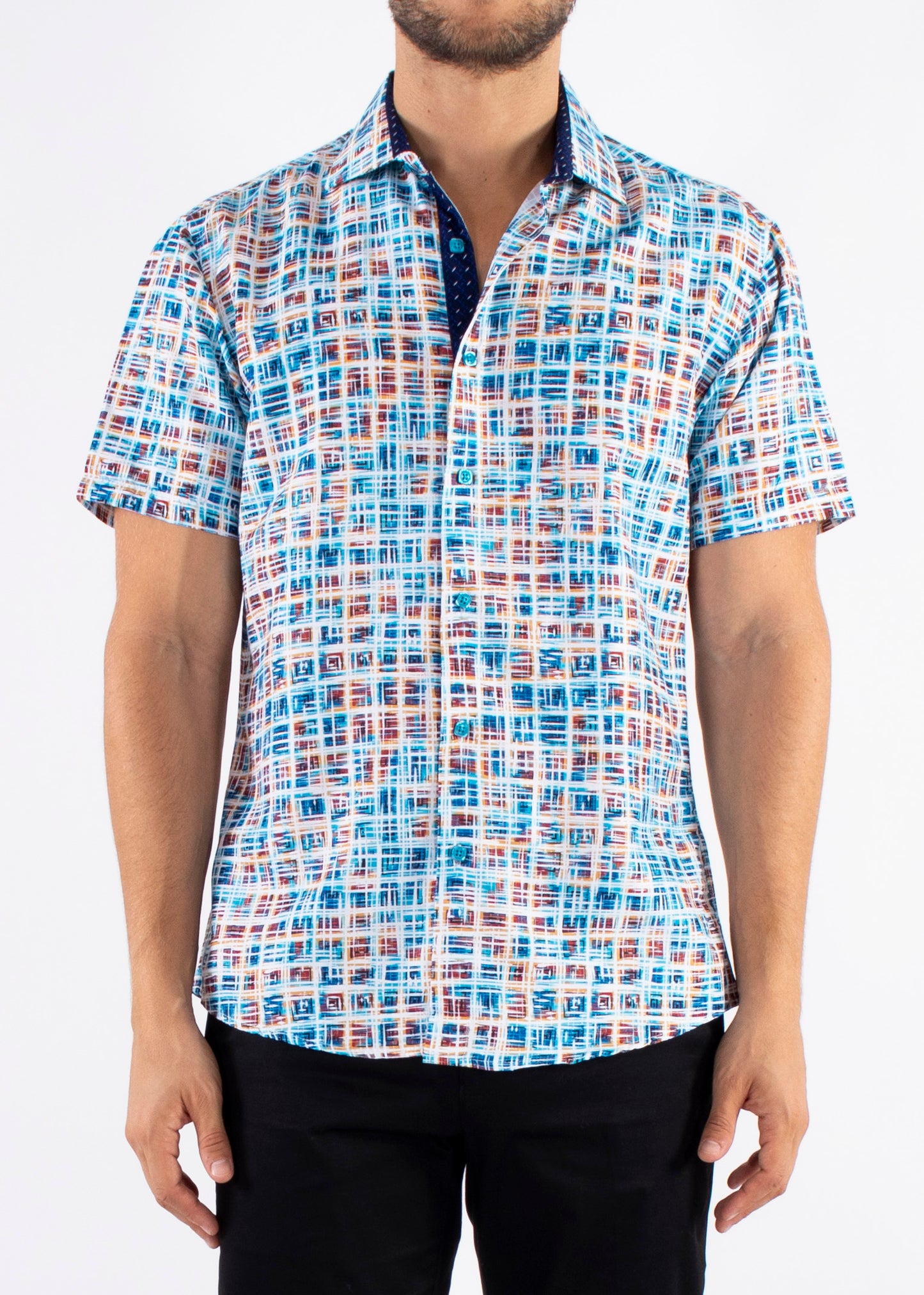 'Color square' - Button Up Short Sleeve Shirt