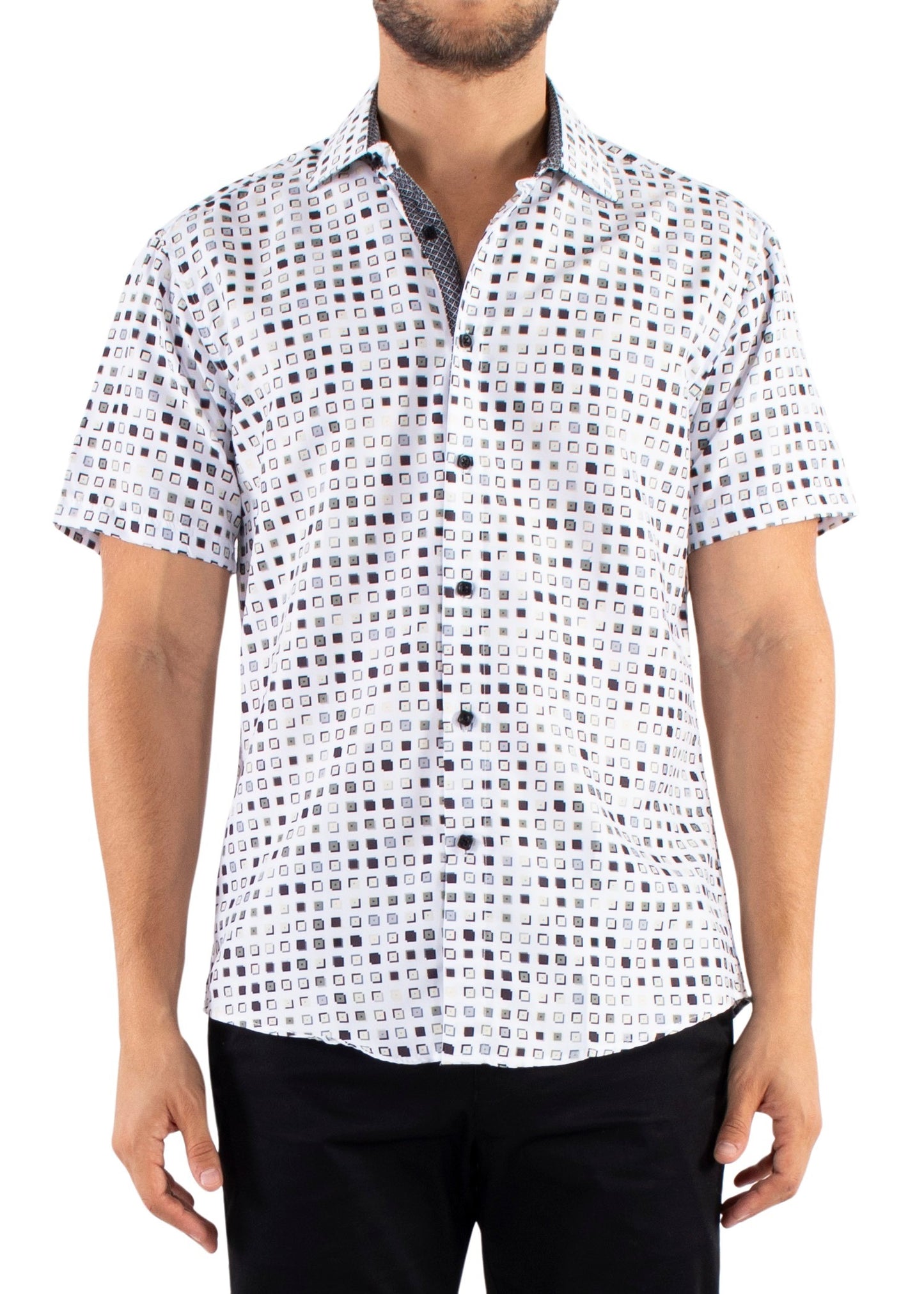 'Mini Square' - Button Up Short Sleeve Shirt