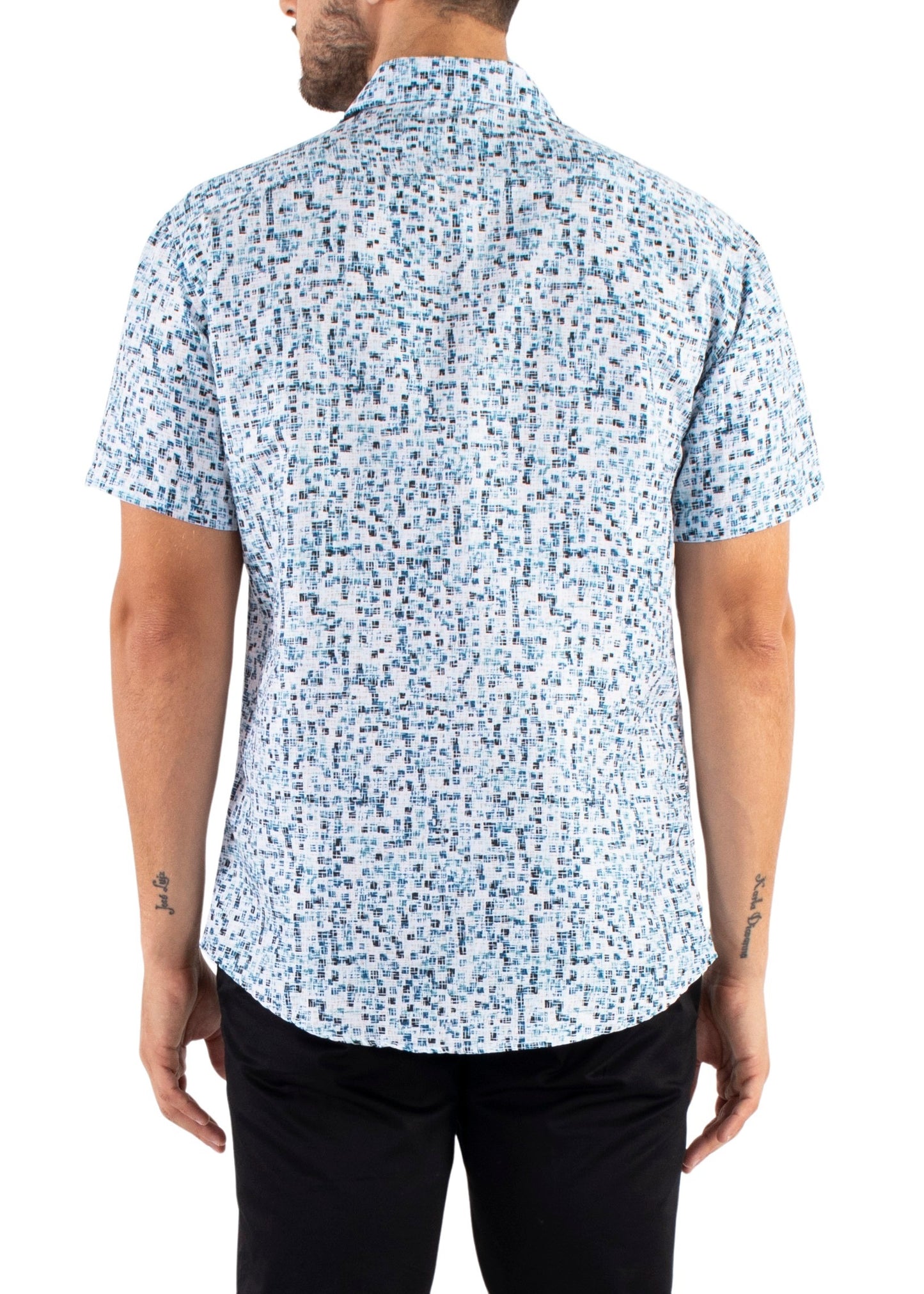 'Fractal Squares' - Button Up Short Sleeve Shirt