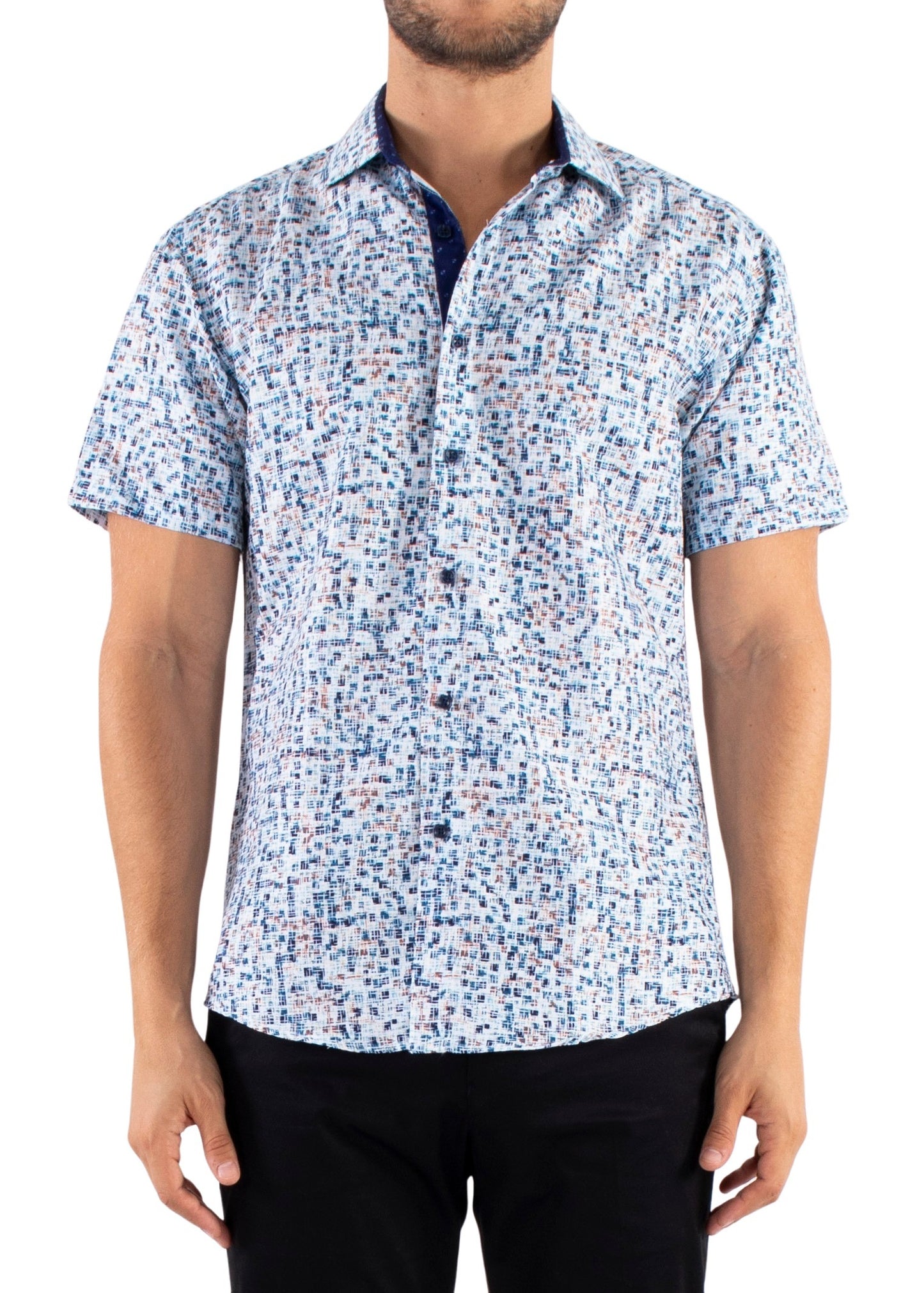 'Fractal Squares' - Button Up Short Sleeve Shirt