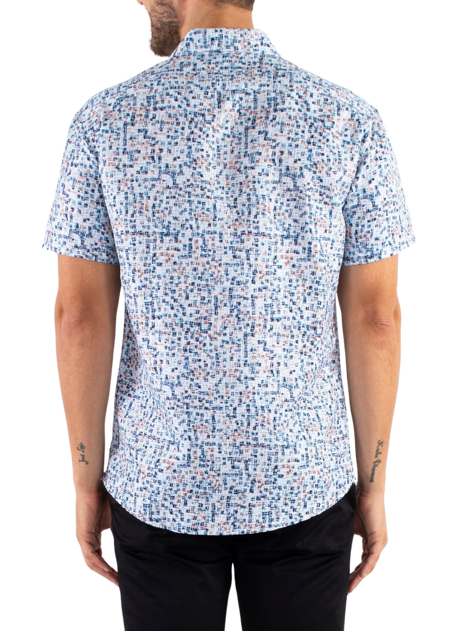 'Fractal Squares' - Button Up Short Sleeve Shirt