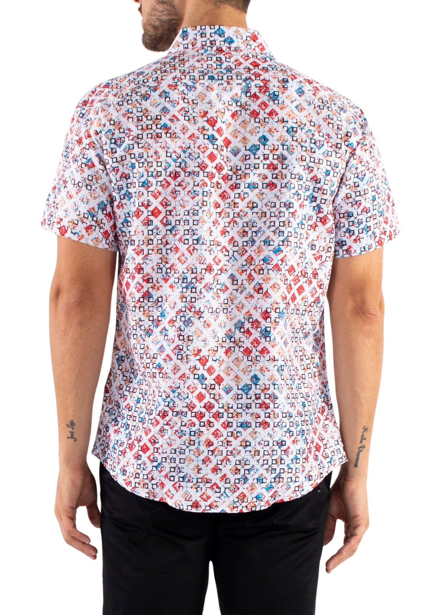 'Overlapping Squares' - Button Up Short Sleeve Shirt